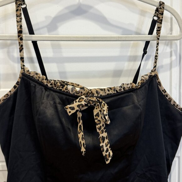 Cacique Black with Leopard Trim RUNS SMALL EUC - Picture 2 of 7